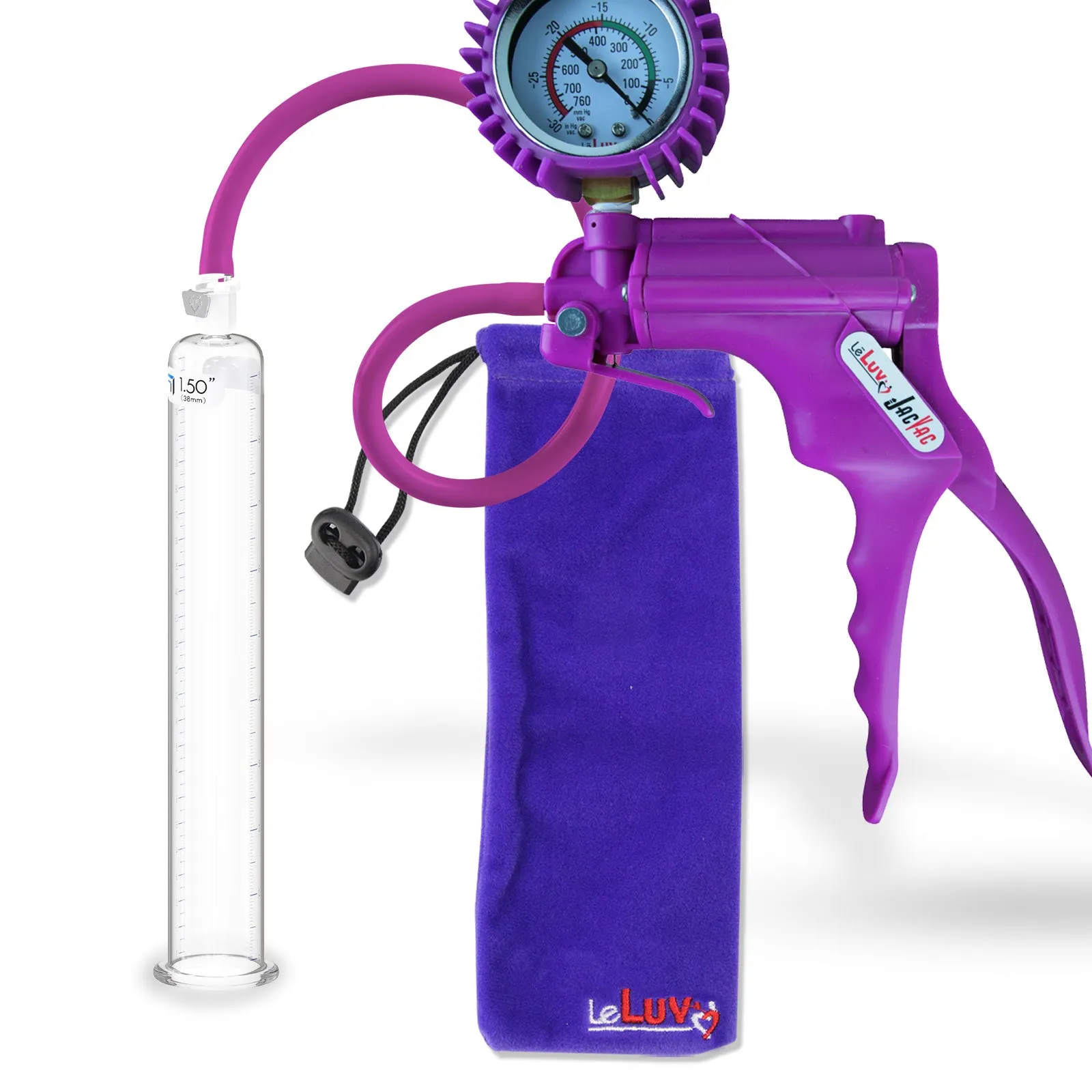 LeLuv JacVac Penis Pump - NPT Handle   Protected Gauge - 9" Round Flange - [Purple-Green Handles on Shopify ONLY]