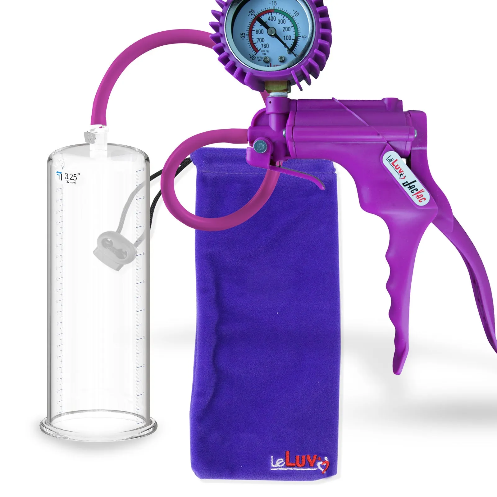 LeLuv JacVac Penis Pump - NPT Handle   Protected Gauge - 9" Round Flange - [Purple-Green Handles on Shopify ONLY]