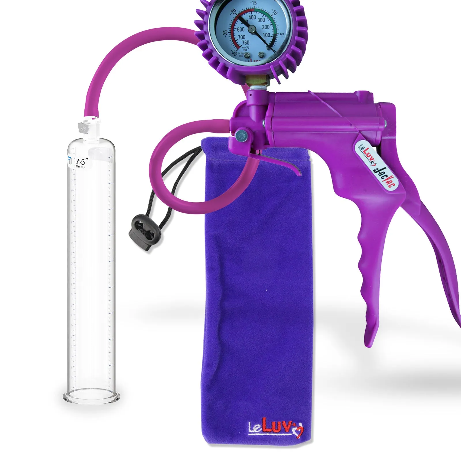 LeLuv JacVac Penis Pump - NPT Handle   Protected Gauge - 9" Round Flange - [Purple-Green Handles on Shopify ONLY]