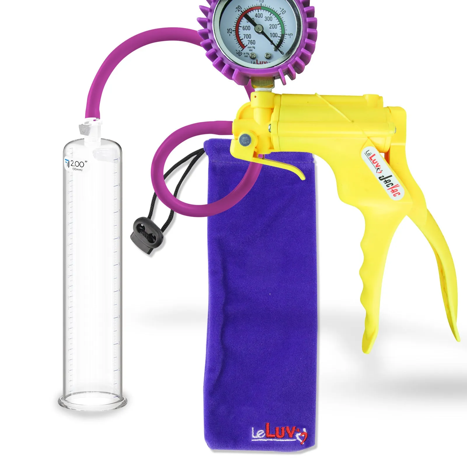 LeLuv JacVac Penis Pump - NPT Handle   Protected Gauge - 9" Round Flange - [Purple-Green Handles on Shopify ONLY]