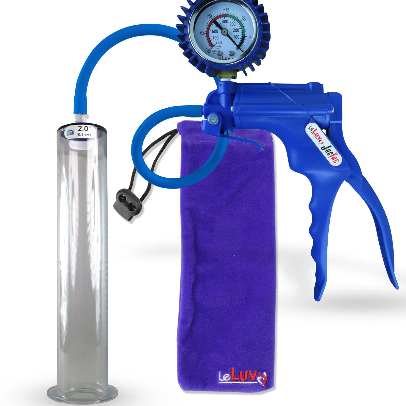 LeLuv JacVac Penis Pump - NPT Threaded Gauge Options - Wide Flange Cylinders