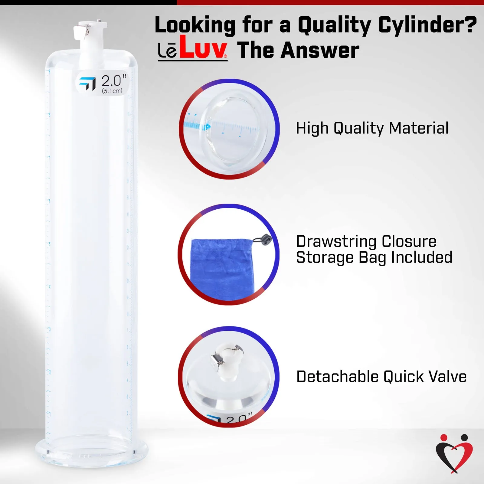 LeLuv JacVac Penis Pump - NPT Threaded Gauge Options - Wide Flange Cylinders