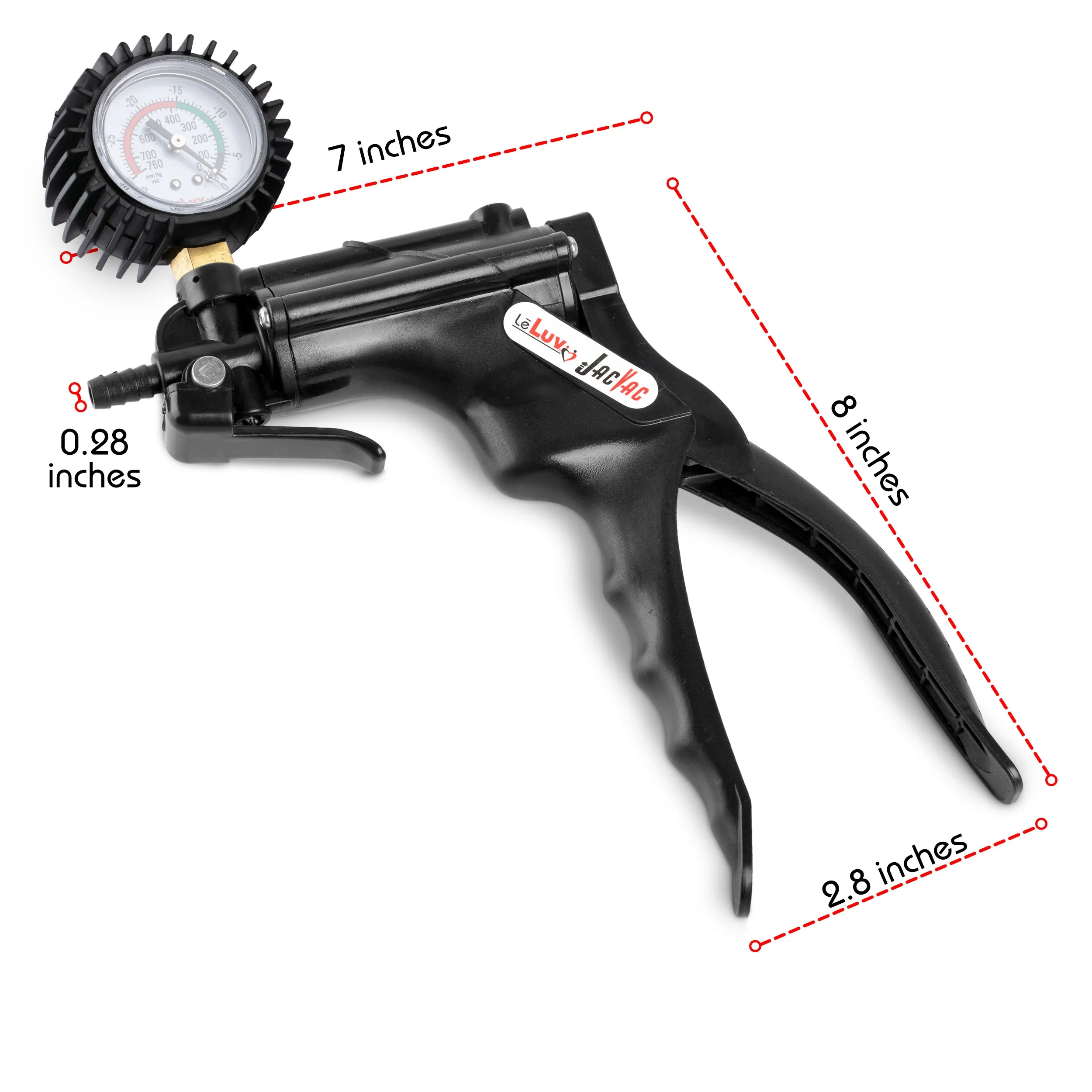 LeLuv JacVac Penis Pump - NPT Threaded Gauge Options - Wide Flange Cylinders