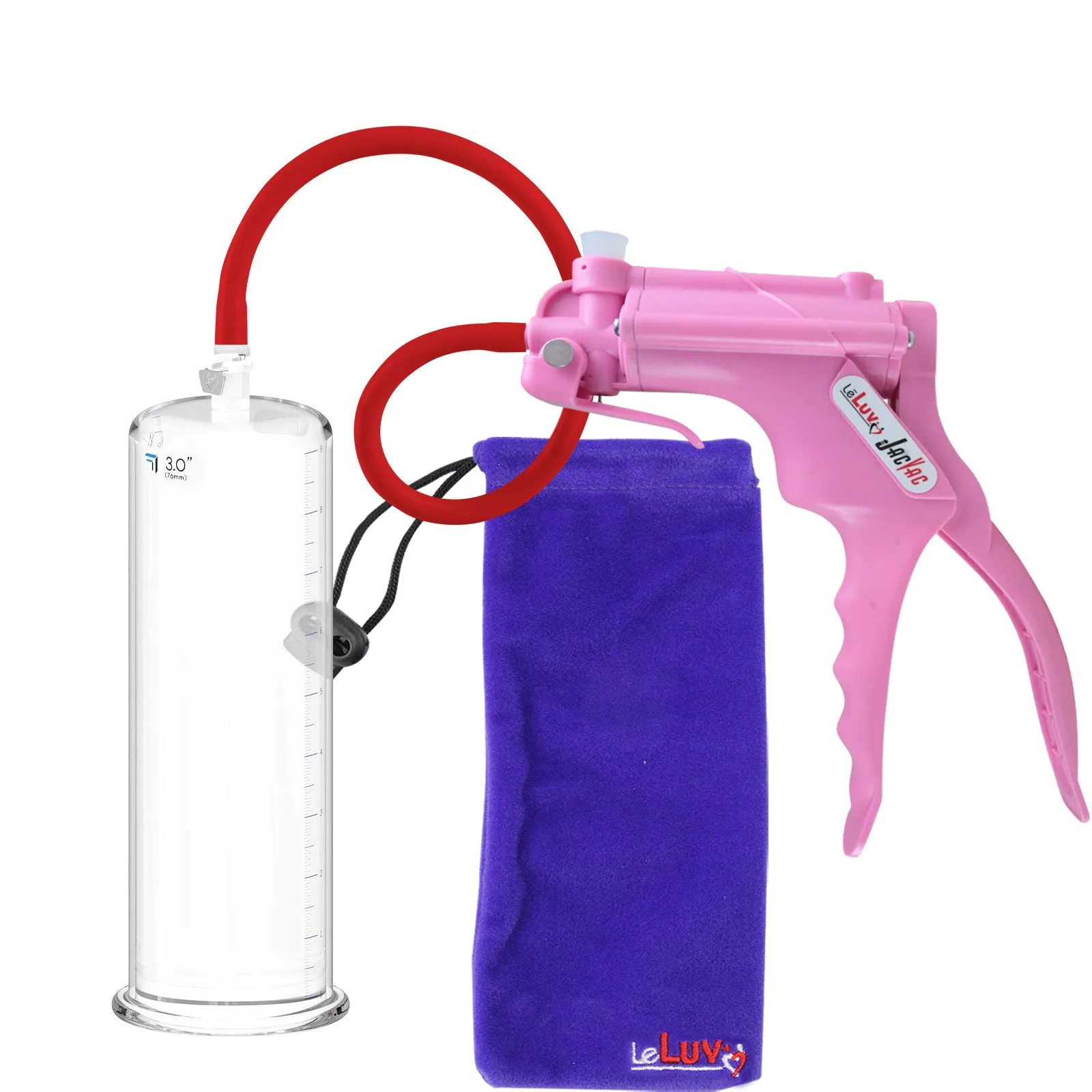 LeLuv JacVac Penis Pump with Swivel Gauge Options - Choose Round Flange Cylinder