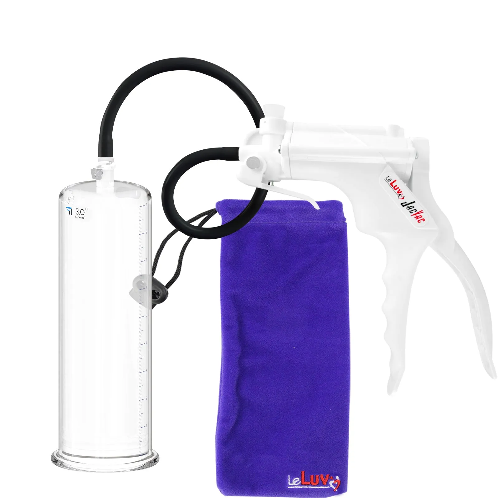 LeLuv JacVac Penis Pump with Swivel Gauge Options - Choose Round Flange Cylinder