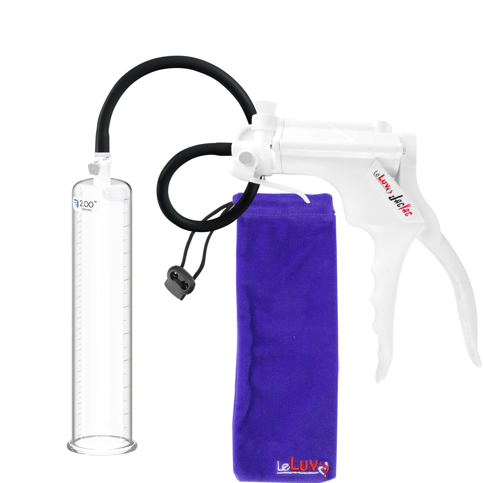 LeLuv JacVac Penis Pump with Swivel Gauge Options - Choose Round Flange Cylinder