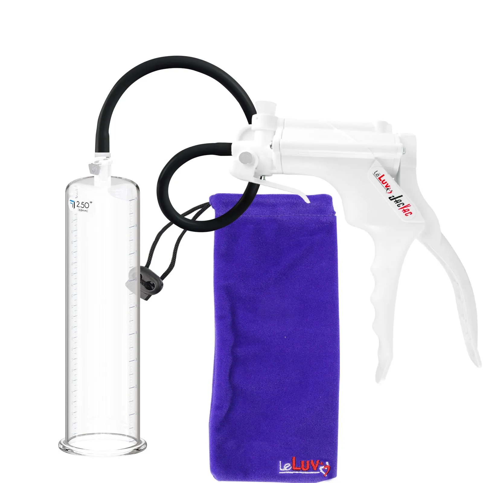 LeLuv JacVac Penis Pump with Swivel Gauge Options - Choose Round Flange Cylinder