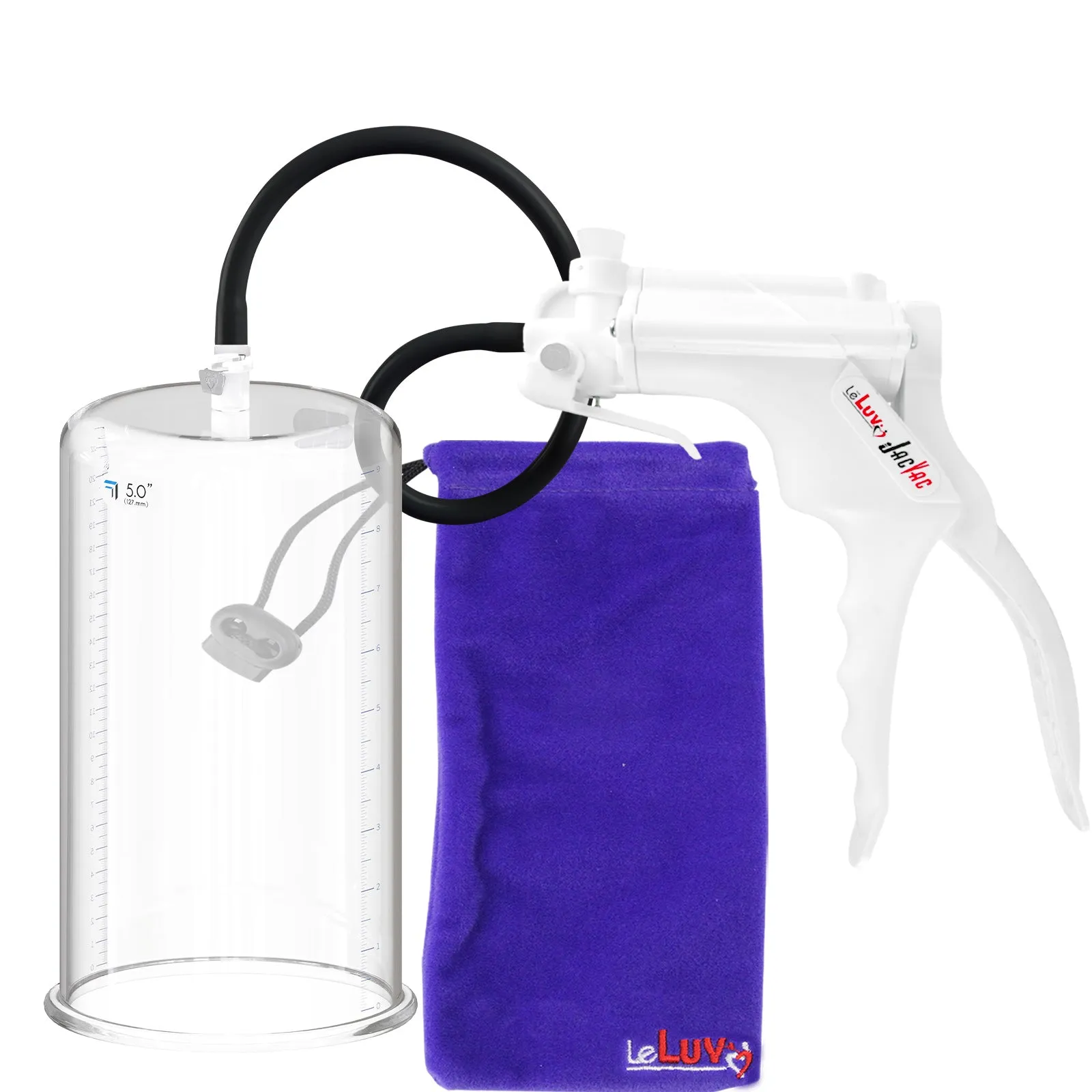 LeLuv JacVac Penis Pump with Swivel Gauge Options - Choose Round Flange Cylinder