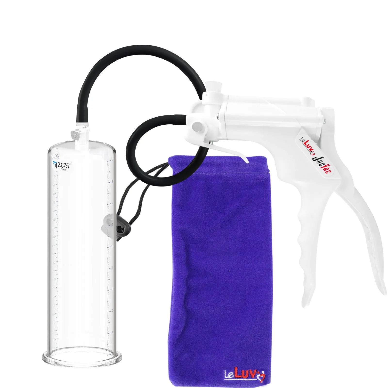 LeLuv JacVac Penis Pump with Swivel Gauge Options - Choose Round Flange Cylinder