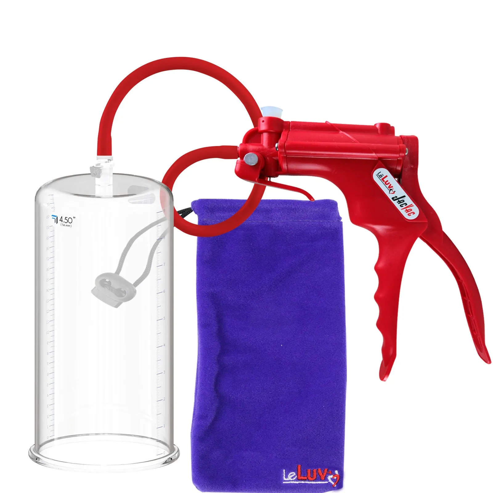 LeLuv JacVac Penis Pump with Swivel Gauge Options - Choose Round Flange Cylinder