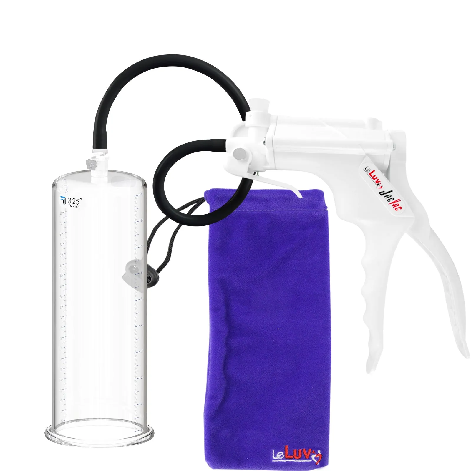 LeLuv JacVac Penis Pump with Swivel Gauge Options - Choose Round Flange Cylinder