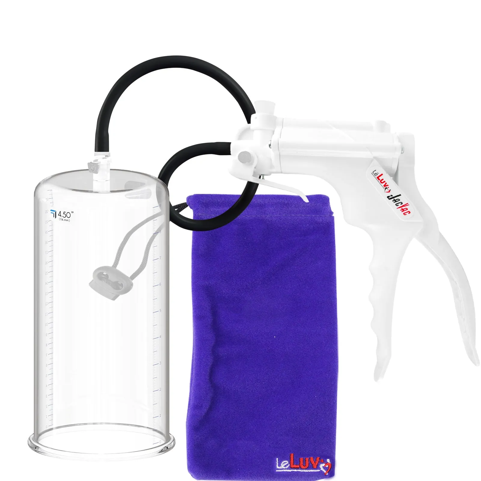 LeLuv JacVac Penis Pump with Swivel Gauge Options - Choose Round Flange Cylinder