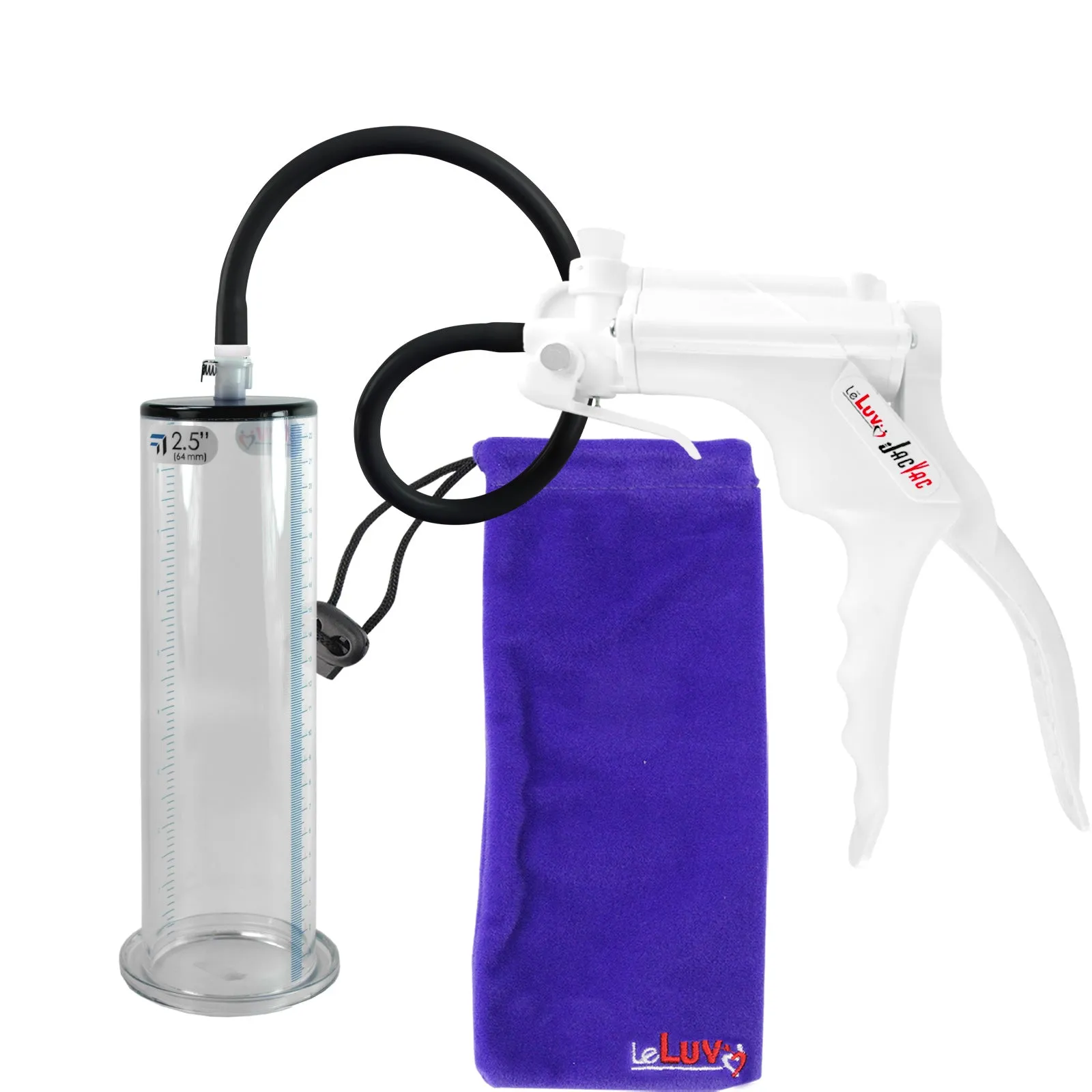 LeLuv JacVac Penis Pump with Swivel Gauge Options - Choose Wide Flange Cylinder