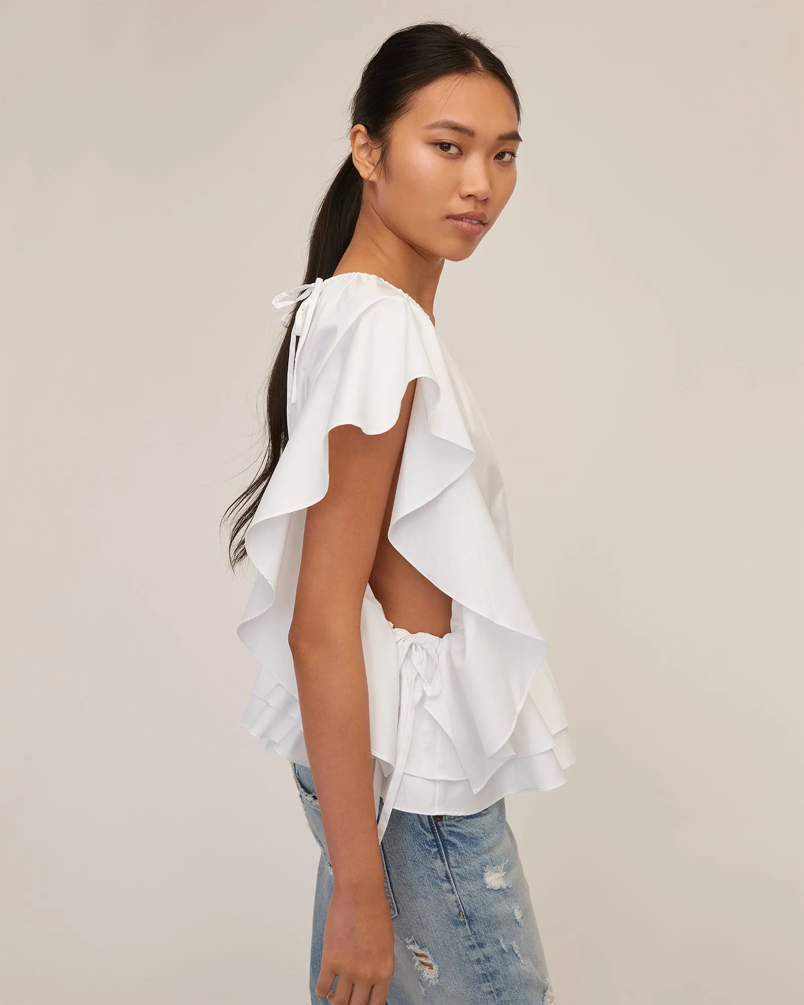 Lincoln Cotton Trapeze Top in White