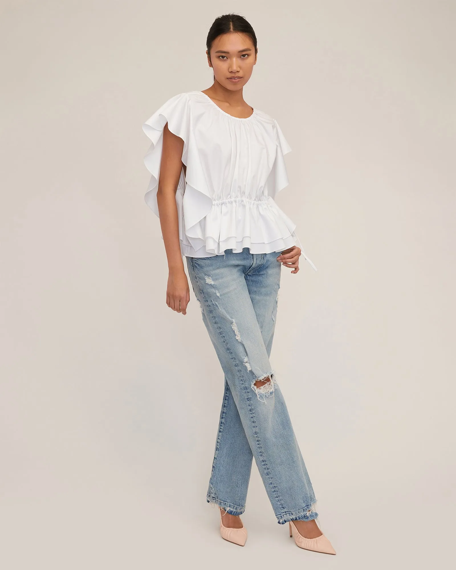 Lincoln Cotton Trapeze Top in White