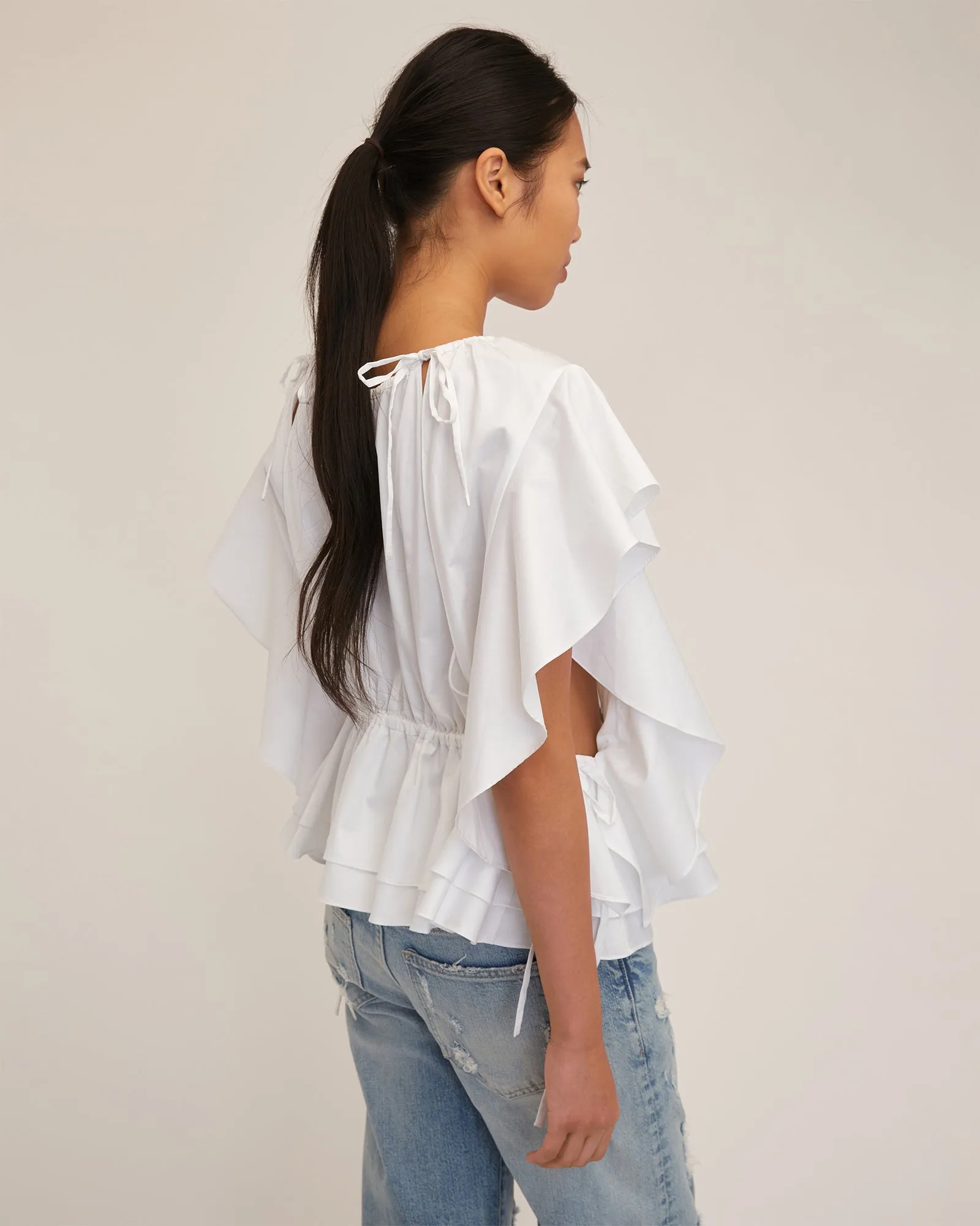 Lincoln Cotton Trapeze Top in White