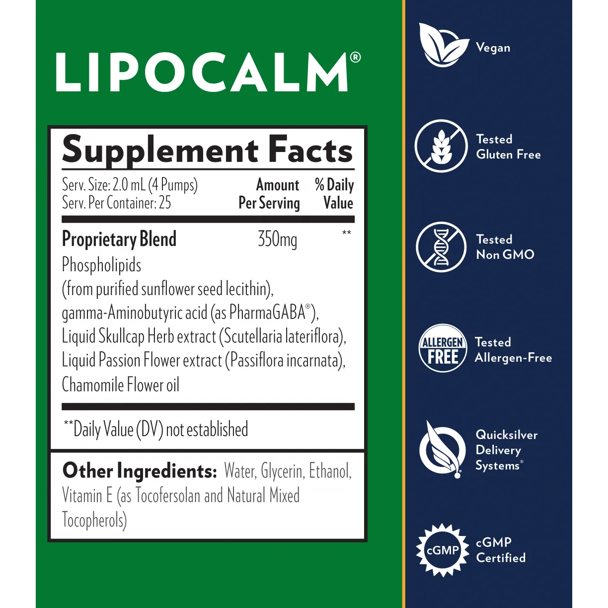 LipoCalm - Quicksilver Scientific - Sleep Formula with PharaGABA, Skullcap and Passion Flower Extract