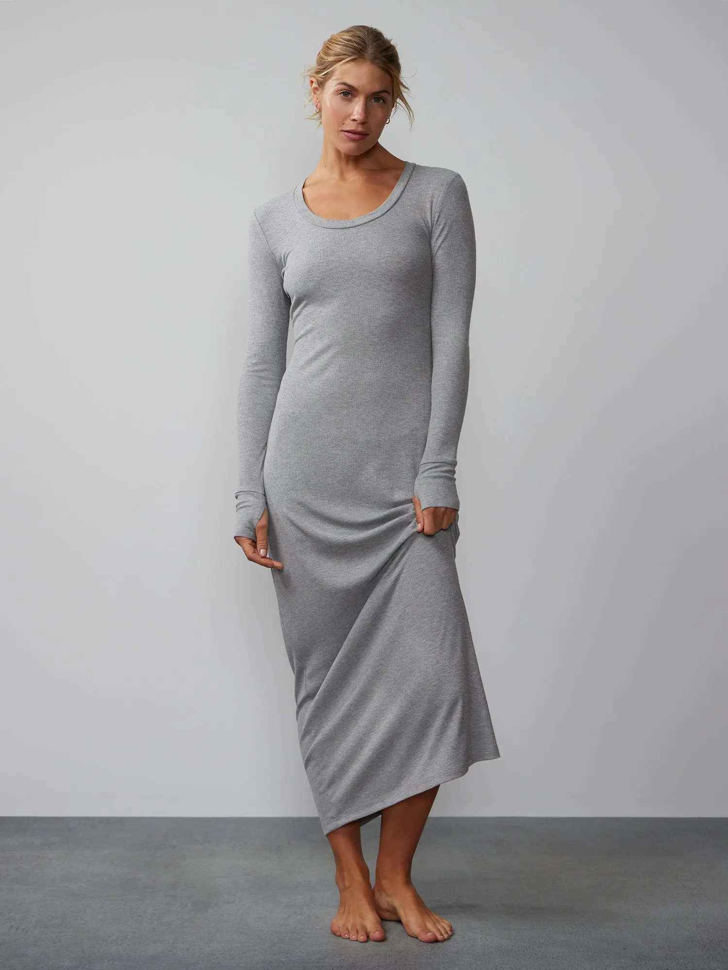 Long Sleeve Scoop Neck Lounge Maxi Dress