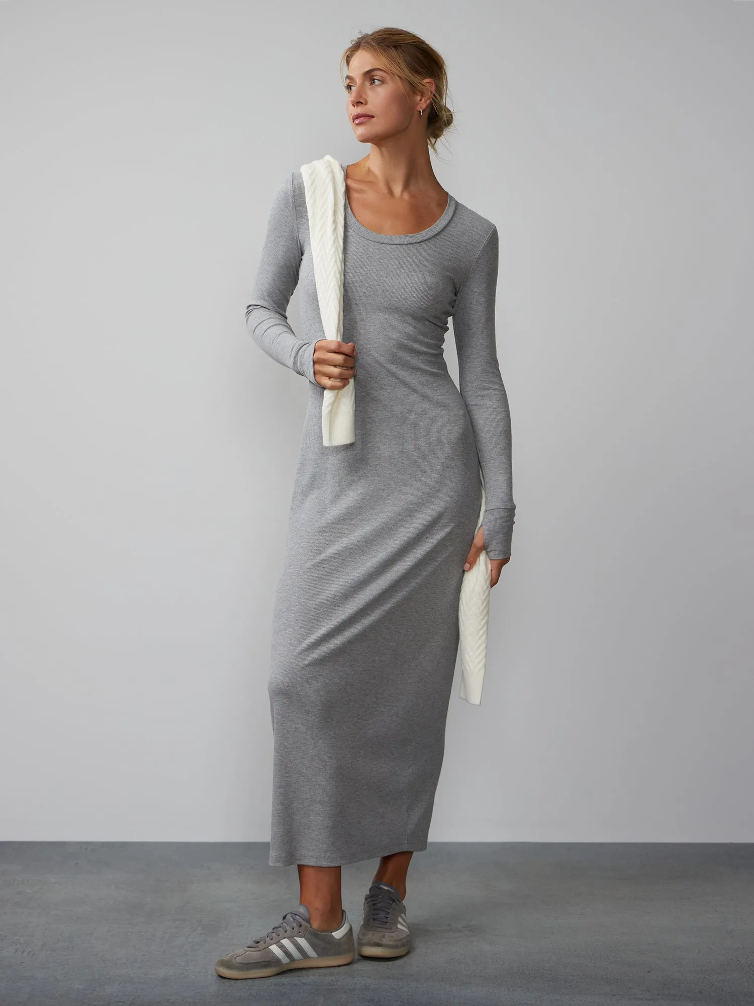 Long Sleeve Scoop Neck Lounge Maxi Dress