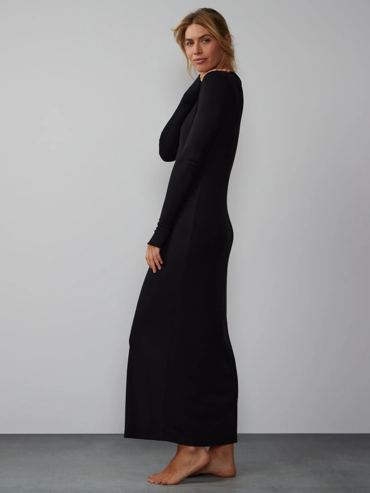 Long Sleeve Scoop Neck Lounge Maxi Dress