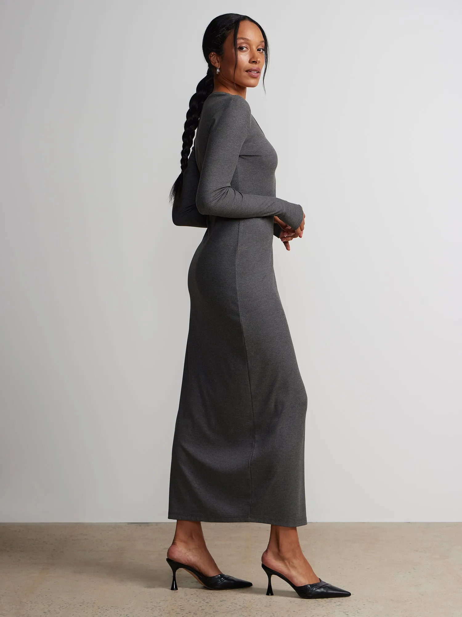 Long Sleeve Scoop Neck Lounge Maxi Dress