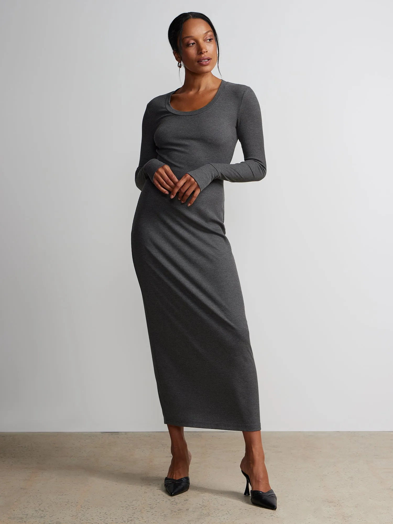 Long Sleeve Scoop Neck Lounge Maxi Dress