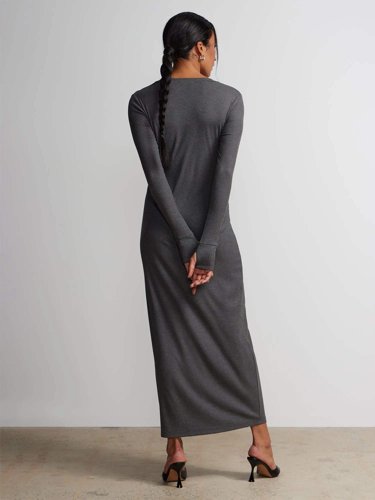 Long Sleeve Scoop Neck Lounge Maxi Dress