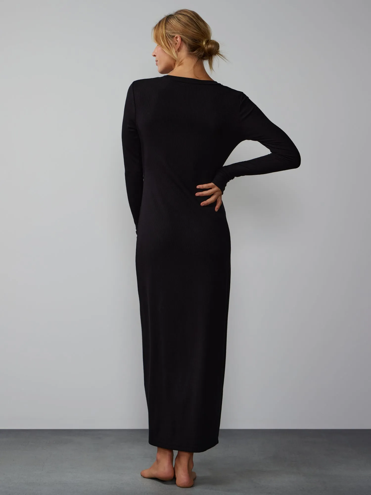 Long Sleeve Scoop Neck Lounge Maxi Dress