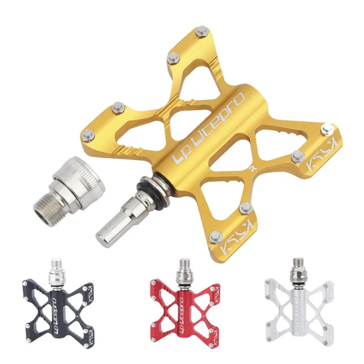 LP LitePro K5 Folding Bkie Aluminum Alloy Bearin Pedals(Golden)