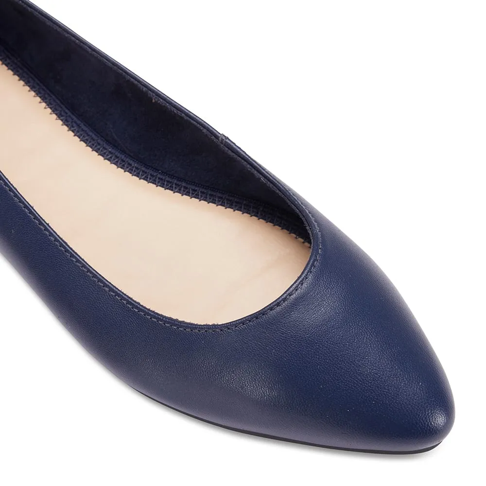 Lucia Flat in Navy Leather