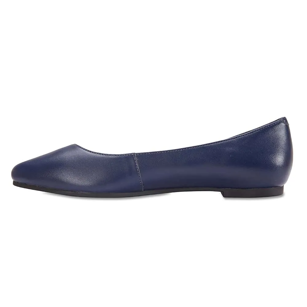 Lucia Flat in Navy Leather