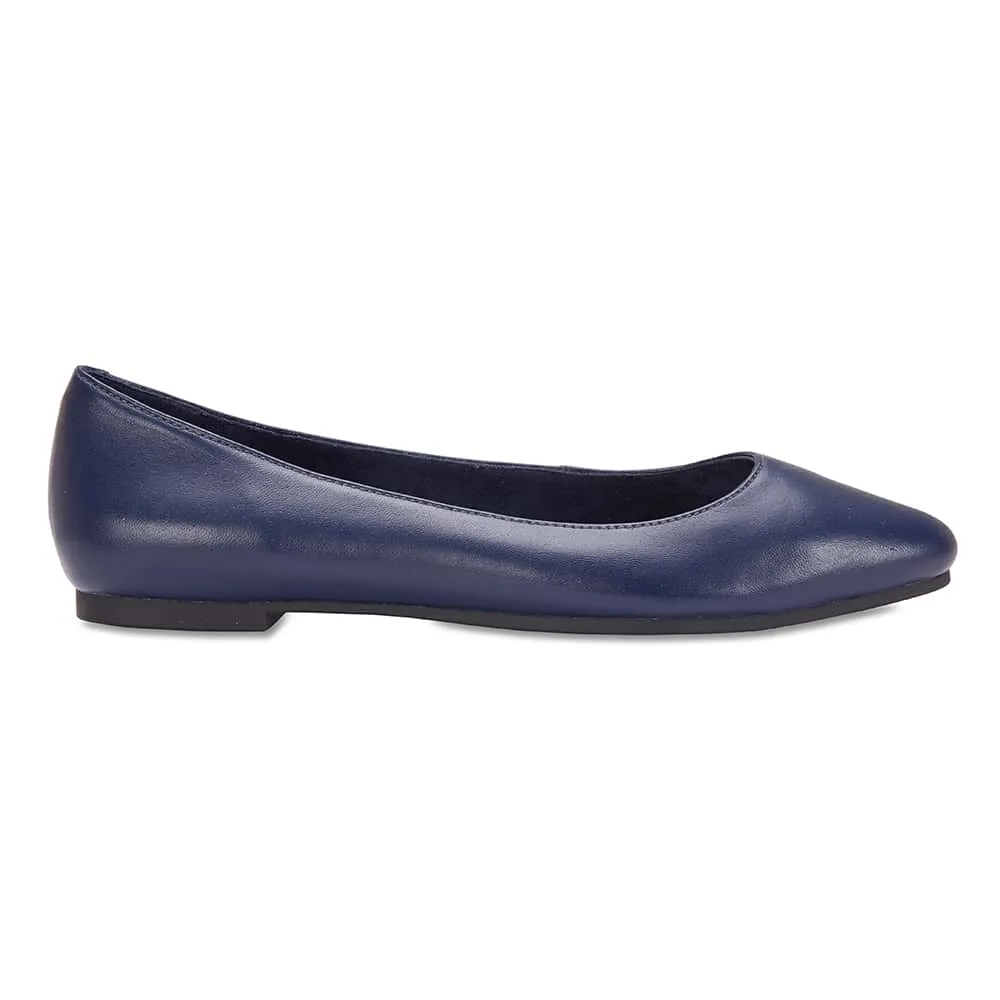 Lucia Flat in Navy Leather