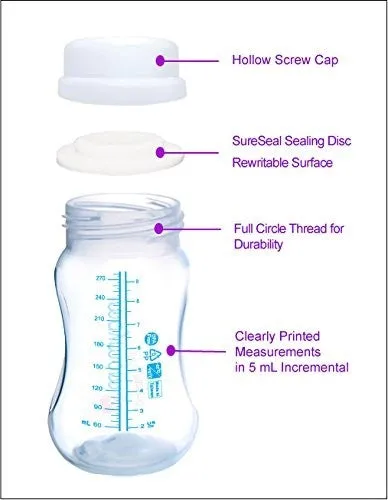 Maymom Wide Neck Breastmilk Collection n Storage Bottle 9oz; Re-markable SureSeal Disc. Fits Spectra S2 Spectra S1 Spectra 9 Plus and Avent Breastpumps Replace Spectra Bottle, Avent Classic Natural Bottle