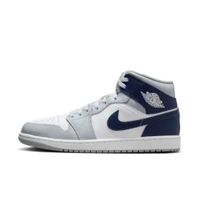 Men's Air Jordan 1 Mid - WHITE/MIDNIGHT NAVY-WOLF GREY