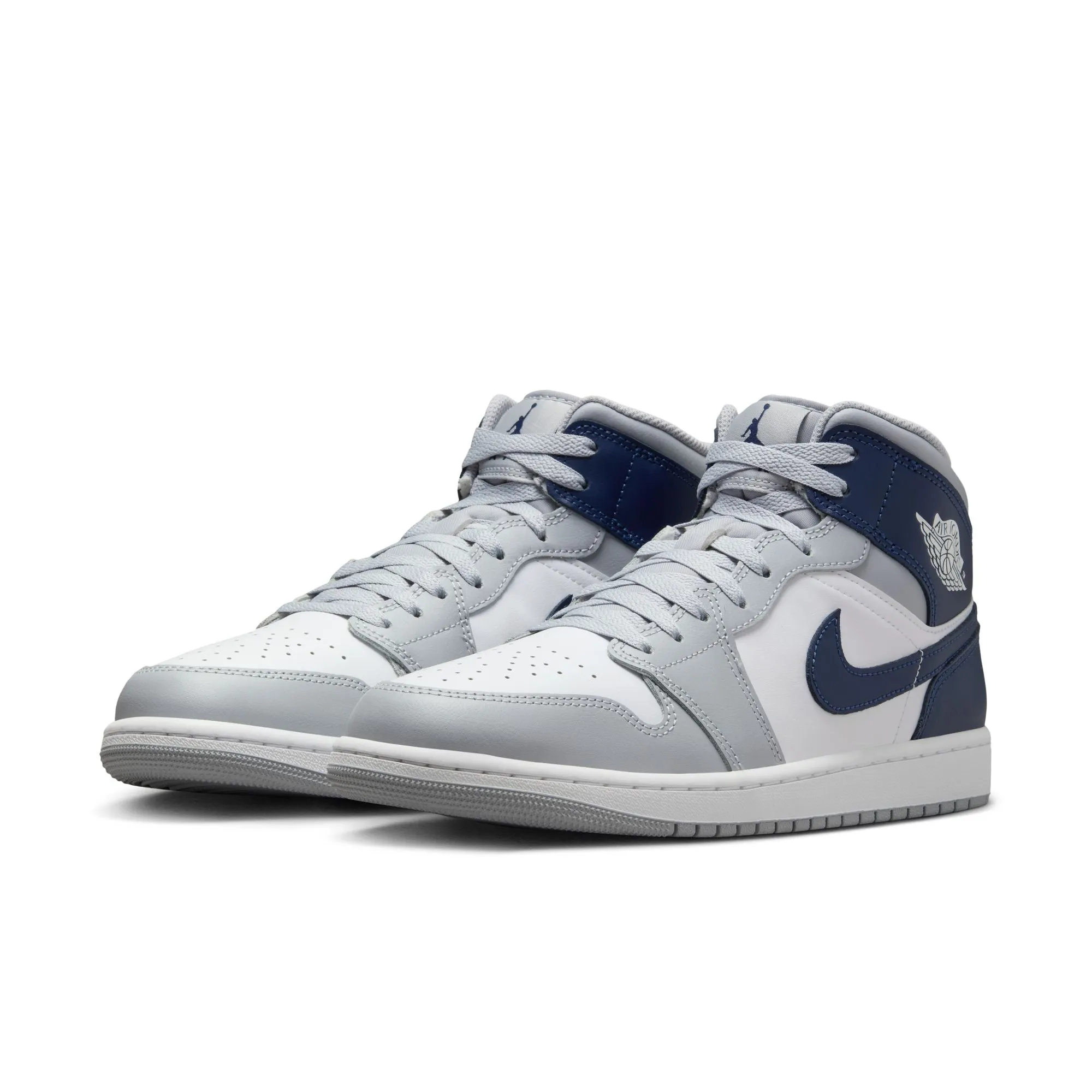 Men's Air Jordan 1 Mid - WHITE/MIDNIGHT NAVY-WOLF GREY