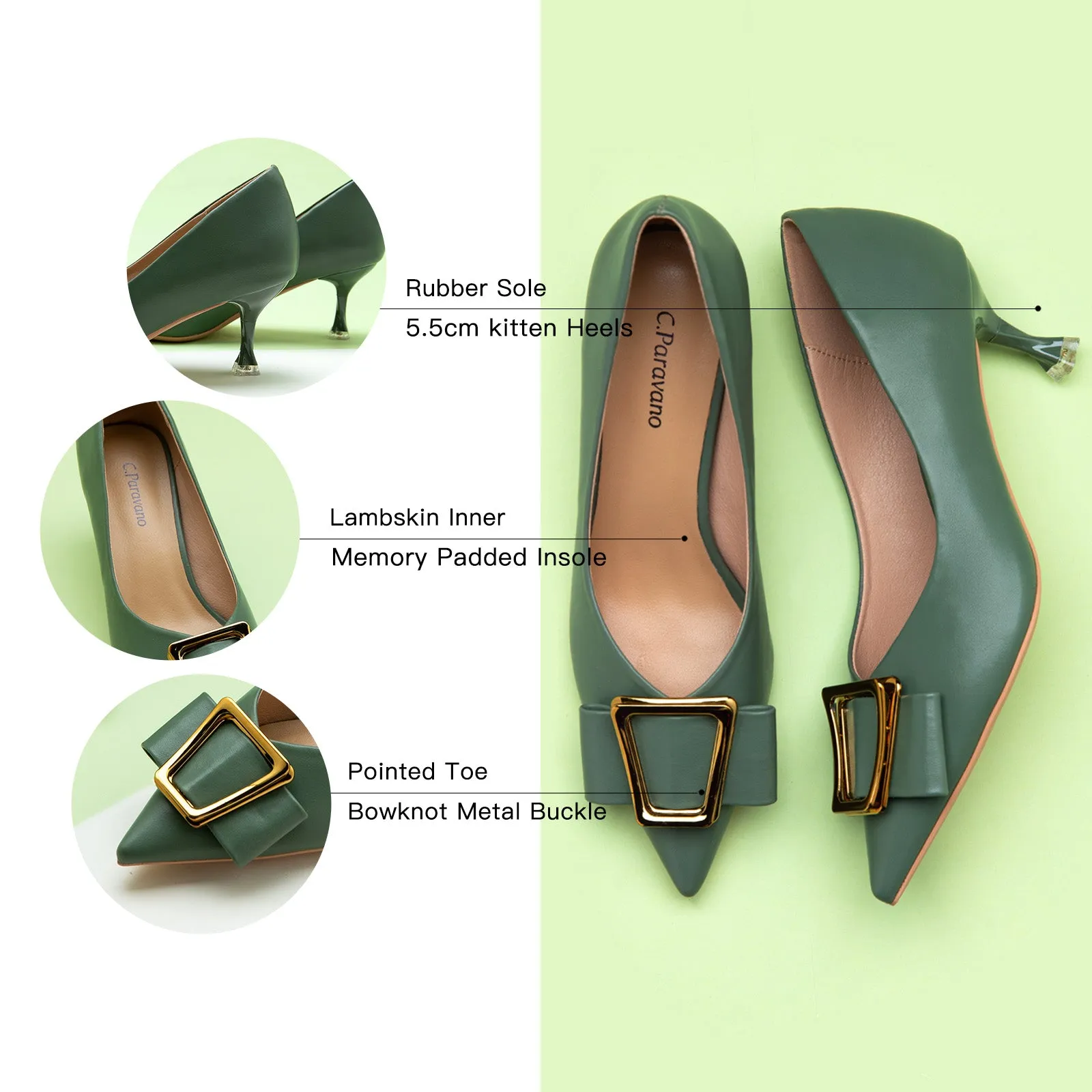 Metal Tie Pumps (Olivia) Dark Green