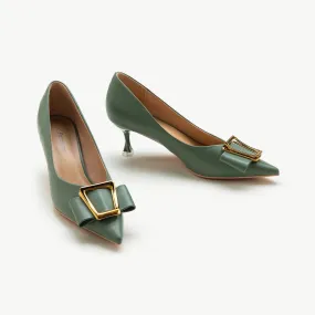 Metal Tie Pumps (Olivia) Dark Green