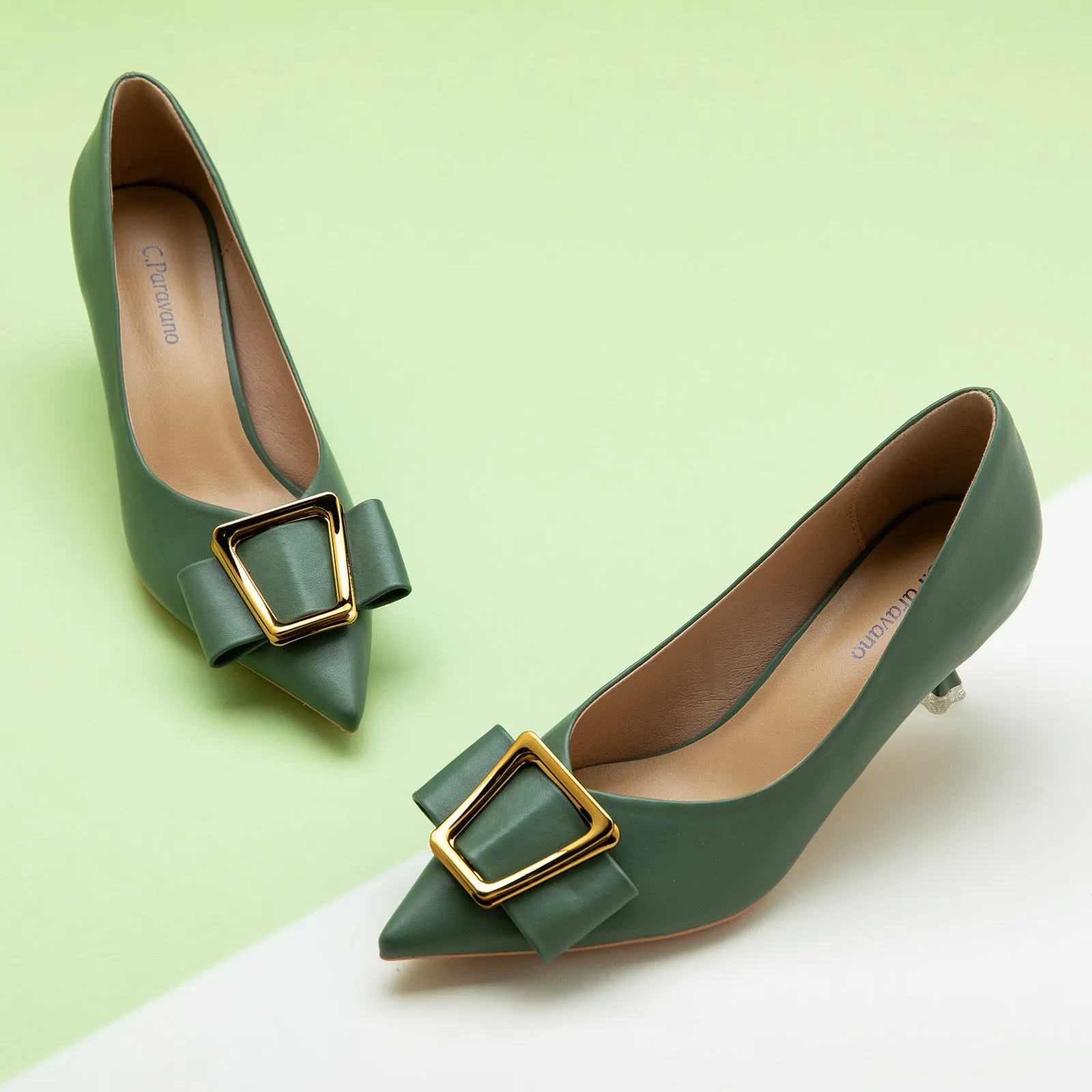 Metal Tie Pumps (Olivia) Dark Green