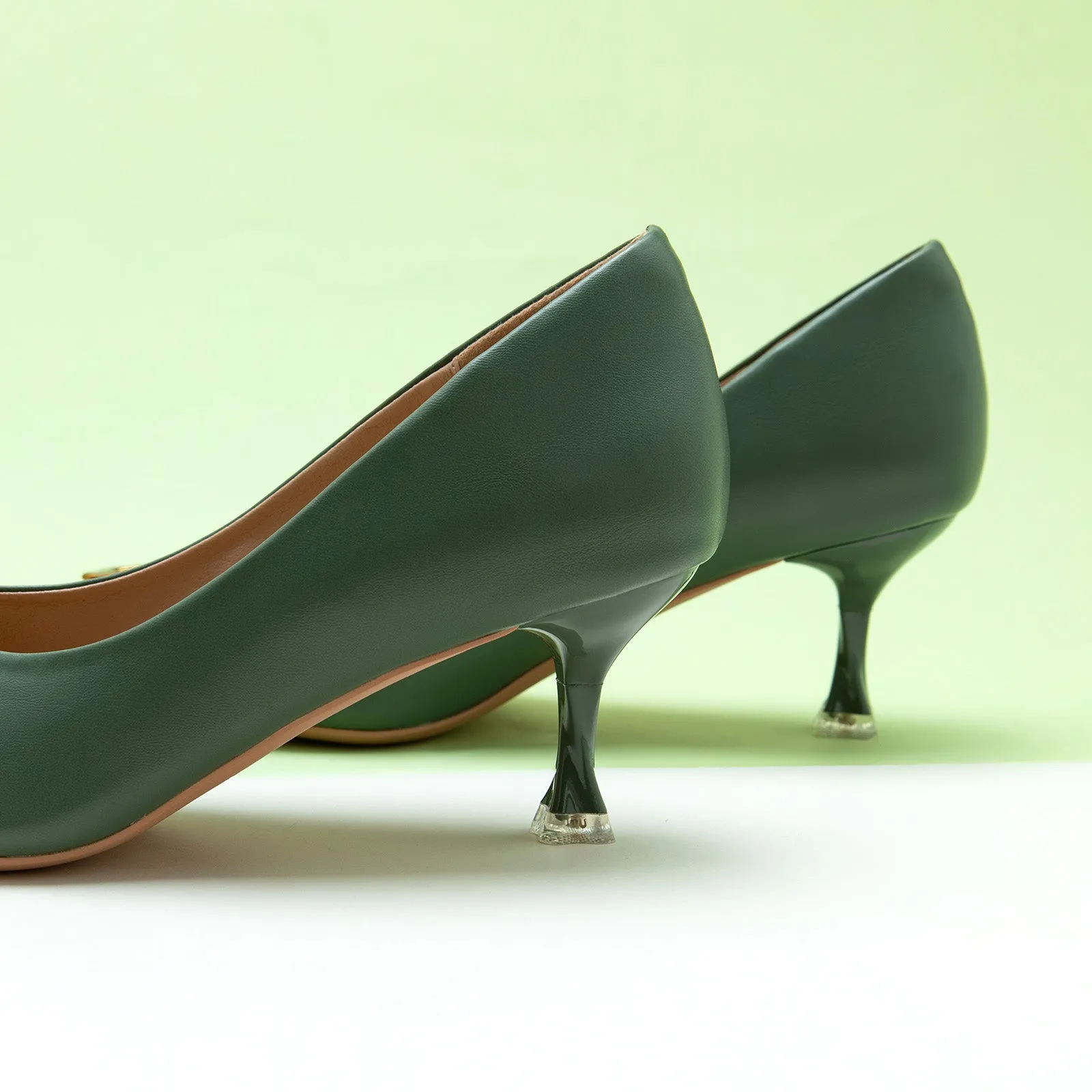 Metal Tie Pumps (Olivia) Dark Green