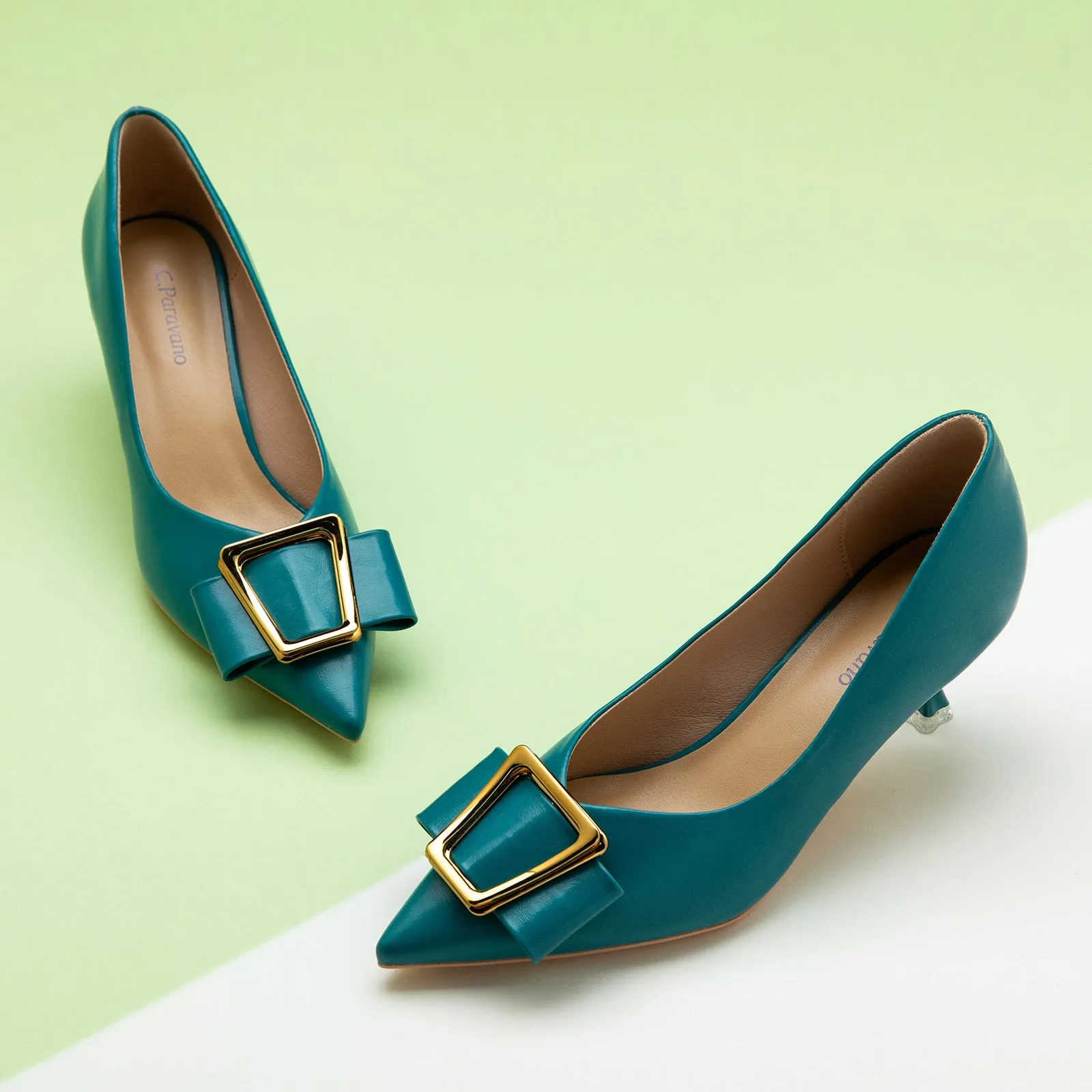 Metal Tie Pumps (Olivia) Peacock Blue