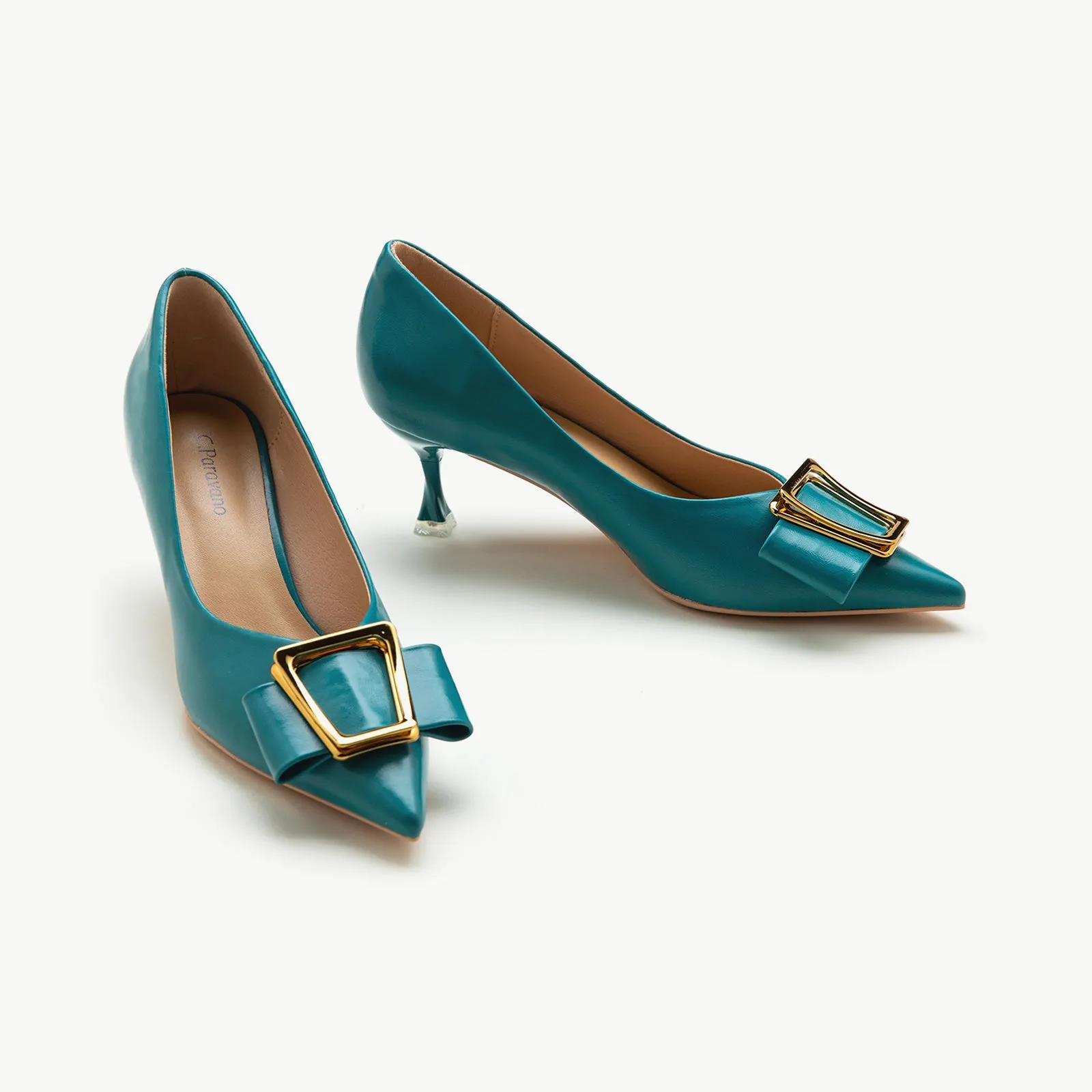 Metal Tie Pumps (Olivia) Peacock Blue