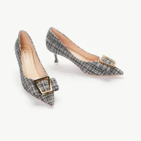 Metal Tie Tweed Pumps (Olivia) Grey