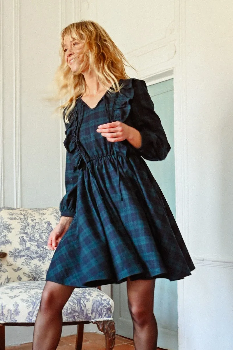 Molly Bracken Navy Checkered Dress