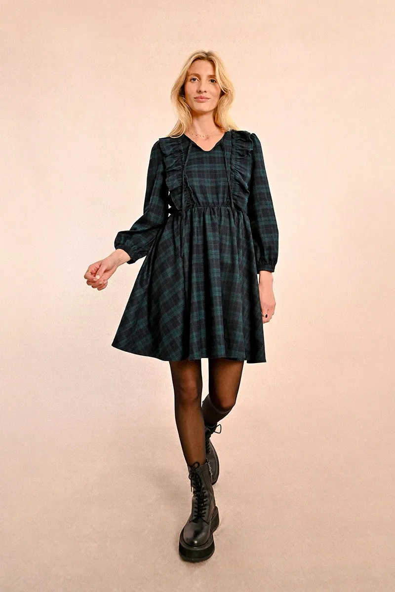 Molly Bracken Navy Checkered Dress