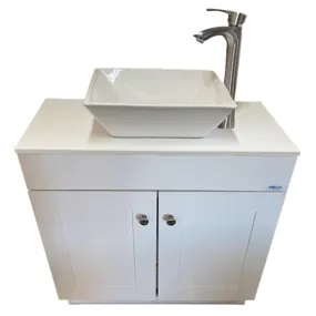 Monsam PSW-007M-SQ Portable Sink - White, Gray or Maple Cabinet 38" H