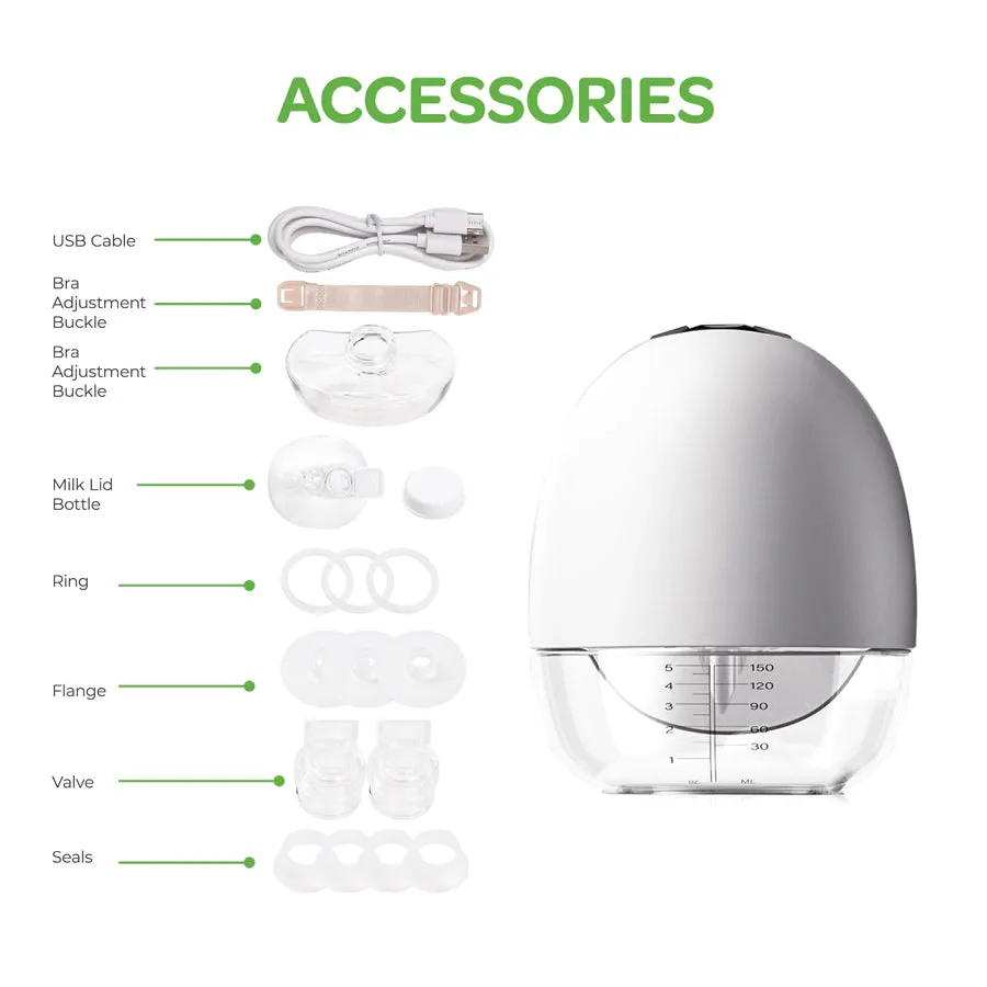 Moon Wearable Hands Free Breast Pump S18,150ml (White)