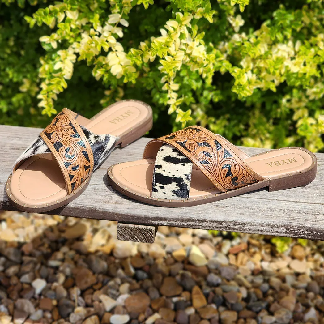 Myra Hide/Tooled Strap Sandals