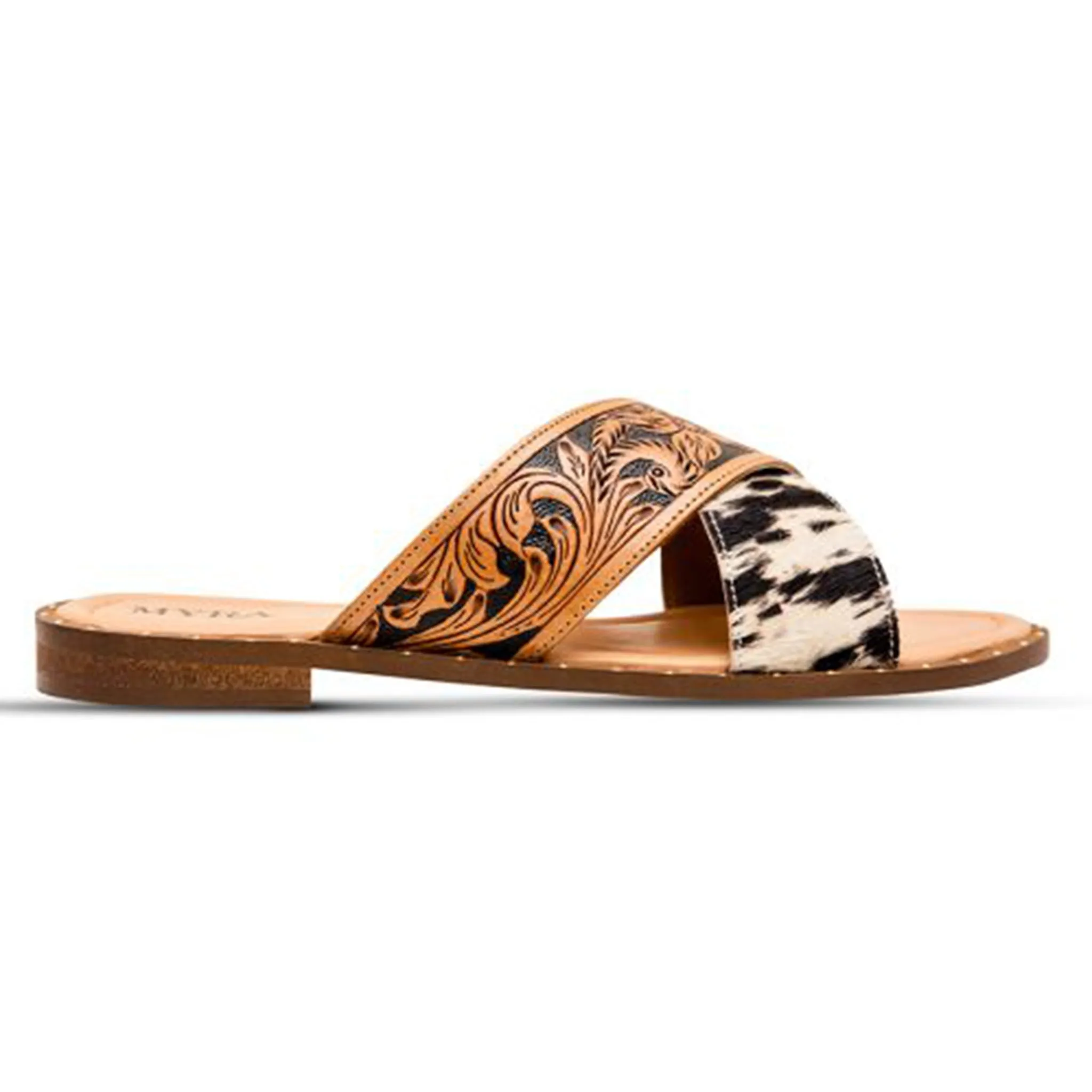 Myra Hide/Tooled Strap Sandals