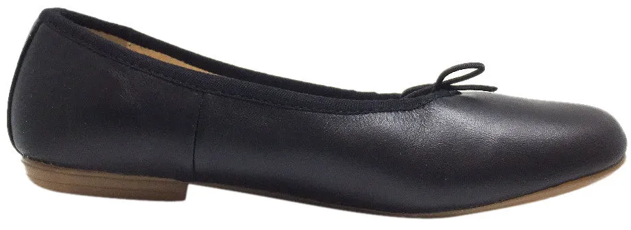 Old Soles Girl's 400 Black Leather Brule Flat