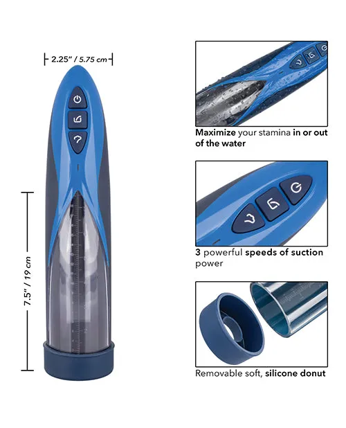 Optimum Series Rechargeable Waterproof Penis Pump - Blue